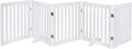 unipaws 24”H Free Standing Pet Gate for Dog and Cat, Wooden Dog Gates for Doorway, Stairs, Doggy Room Divider, Step Over Foldable Pet Fence for The House, Expandable Doggy Barrier, Indoor Use, White