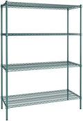 21" x 54" NSF Green Epoxy 4-Shelf Kit with 74" Posts, Heavy Duty Storage Shelving, Wire Shelving Kit, NSF Commercial Storage Rack Unit