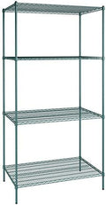 30" x 48" NSF Green Epoxy 4-Shelf Kit with 96" Posts, Heavy Duty Storage Shelving, Wire Shelving Kit, NSF Commercial Storage Rack Unit