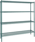 14" x 60" NSF Green Epoxy 4-Shelf Kit with 64" Posts, Heavy Duty Storage Shelving, Wire Shelving Kit, NSF Commercial Storage Rack Unit