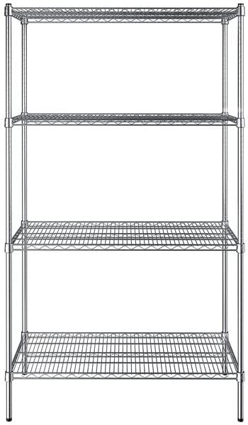 21" x 48" NSF Chrome 4-Shelf Kit with 74" Posts, Heavy Duty Storage Shelving, Wire Shelving Kit, NSF Commercial Storage Rack Unit