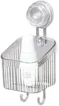 No-Drill Bathroom Suction Storage Box, Corrugated Suction Cup Wall Organizer, Removable Hanging Storage Basket with Strong Hold, Acrylic Shower Caddy for Bathroom (Clear S)