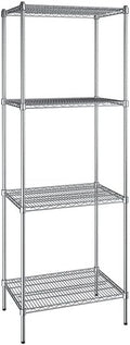 21" x 30" NSF Chrome 4-Shelf Kit with 86" Posts, Heavy Duty Storage Shelving, Wire Shelving Kit, NSF Commercial Storage Rack Unit