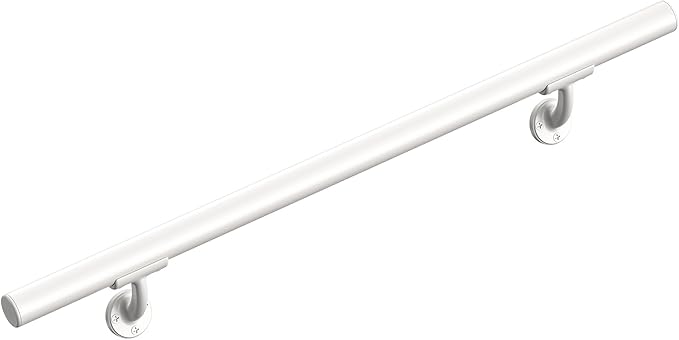 Meranti Aluminum Handrail for Indoor or Outdoor Steps and Stairs – Hand Rails for Elderly – DIY Complete Stair Railing Kit (AHR, Glossy White, 9' Length)