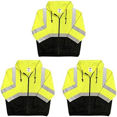 Lightweight High Visibility Hooded Jacket, 3 Pack, X-Large