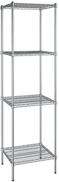 21" x 24" NSF Chrome 4-Shelf Kit with 86" Posts, Heavy Duty Storage Shelving, Wire Shelving Kit, NSF Commercial Storage Rack Unit