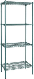 18" x 30" NSF Green Epoxy 4-Shelf Kit with 74" Posts, Heavy Duty Storage Shelving, Wire Shelving Kit, NSF Commercial Storage Rack Unit