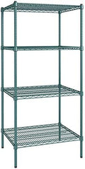 24" x 30" NSF Green Epoxy 4-Shelf Kit with 64" Posts, Heavy Duty Storage Shelving, Wire Shelving Kit, NSF Commercial Storage Rack Unit