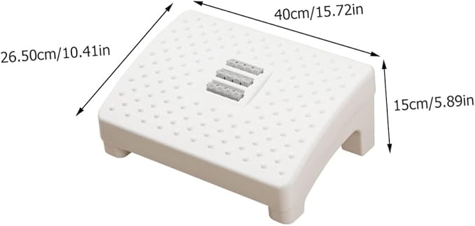 Household Footstool White with Massage Rollers Office Foot Rest Stool Ergonomic Foot Support Step for Improved Leg and Back Comfort