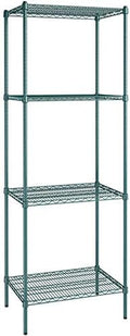 21" x 30" NSF Green Epoxy 4-Shelf Kit with 86" Posts, Heavy Duty Storage Shelving, Wire Shelving Kit, NSF Commercial Storage Rack Unit