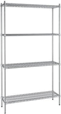14" x 48" NSF Stainless Steel 4-Shelf Kit with 86" Posts, Heavy Duty Storage Shelving, Wire Shelving Kit, NSF Commercial Storage Rack Unit