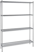 14" x 60" NSF Chrome 4-Shelf Kit with 86" Posts, Heavy Duty Storage Shelving, Wire Shelving Kit, NSF Commercial Storage Rack Unit