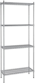 14" x 36" NSF Stainless Steel 4-Shelf Kit with 86" Posts, Heavy Duty Storage Shelving, Wire Shelving Kit, NSF Commercial Storage Rack Unit