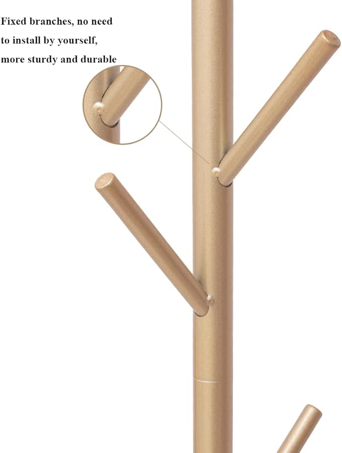 Metal Coat Rack Freestanding Stand Tree with Stable Marble Base Modern Minimalist Hat Jacket Hanger Stand for Bedroom Office Entryway