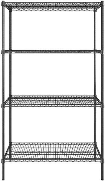 24" x 42" NSF Black Epoxy 4-Shelf Kit with 74" Posts, Heavy Duty Storage Shelving, Wire Shelving Kit, NSF Commercial Storage Rack Unit