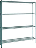 14" x 72" NSF Green Epoxy 4-Shelf Kit with 86" Posts, Heavy Duty Storage Shelving, Wire Shelving Kit, NSF Commercial Storage Rack Unit