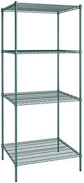 30" x 36" NSF Green Epoxy 4-Shelf Kit with 86" Posts, Heavy Duty Storage Shelving, Wire Shelving Kit, NSF Commercial Storage Rack Unit