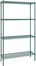 14" x 42" NSF Green Epoxy 4-Shelf Kit with 74" Posts, Heavy Duty Storage Shelving, Wire Shelving Kit, NSF Commercial Storage Rack Unit