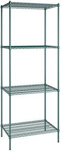 24" x 36" NSF Green Epoxy 4-Shelf Kit with 96" Posts, Heavy Duty Storage Shelving, Wire Shelving Kit, NSF Commercial Storage Rack Unit