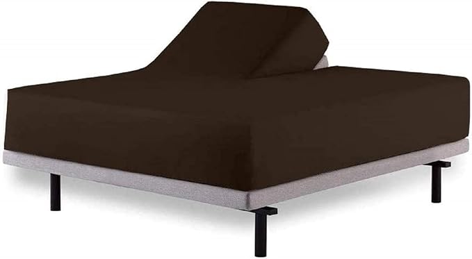 Top Split Queen Fitted Sheet Only for Adjustable beds, Split Down 32 inches from The Top, 600 Thread Count 100% Cotton Half Split Flex Head Fitted Sheet for Sleep Number Beds, Chocolate
