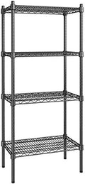 14" x 24" NSF Black Epoxy 4-Shelf Kit with 54" Posts, Heavy Duty Storage Shelving, Wire Shelving Kit, NSF Commercial Storage Rack Unit