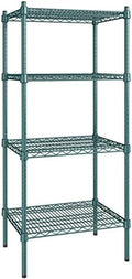 18" x 24" NSF Green Epoxy 4-Shelf Kit with 54" Posts, Heavy Duty Storage Shelving, Wire Shelving Kit, NSF Commercial Storage Rack Unit