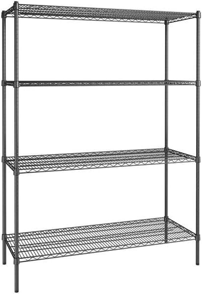 21" x 54" NSF Black Epoxy 4-Shelf Kit with 74" Posts, Heavy Duty Storage Shelving, Wire Shelving Kit, NSF Commercial Storage Rack Unit