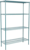 18" x 48" NSF Green Epoxy 4-Shelf Kit with 74" Posts, Heavy Duty Storage Shelving, Wire Shelving Kit, NSF Commercial Storage Rack Unit
