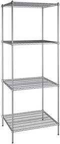 30" x 36" NSF Chrome 4-Shelf Kit with 96" Posts, Heavy Duty Storage Shelving, Wire Shelving Kit, NSF Commercial Storage Rack Unit