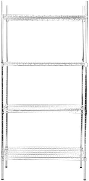 24" x 48" NSF Stainless Steel 4-Shelf Kit with 74" Posts, Heavy Duty Storage Shelving, Wire Shelving Kit, NSF Commercial Storage Rack Unit