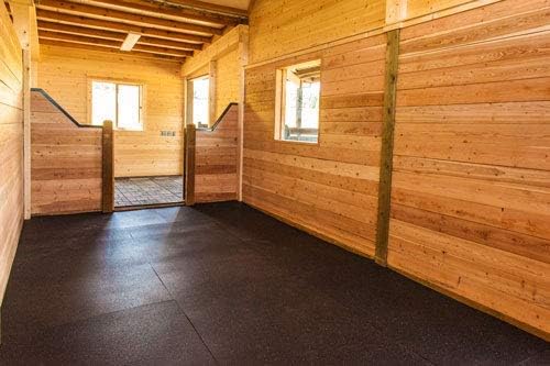 American Floor Mats - Horse/Stable Mats - Heavy Duty Stall Mats - Thick, Durable Rubber Flooring Solid Black 3/8" Thick - 4' x 10' Mat