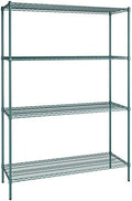 21" x 60" NSF Green Epoxy 4-Shelf Kit with 86" Posts, Heavy Duty Storage Shelving, Wire Shelving Kit, NSF Commercial Storage Rack Unit