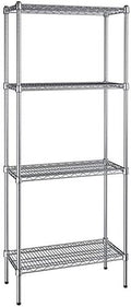 14" x 30" NSF Chrome 4-Shelf Kit with 74" Posts, Heavy Duty Storage Shelving, Wire Shelving Kit, NSF Commercial Storage Rack Unit