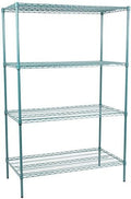 24" x 48" NSF Green Epoxy 4-Shelf Kit with 74" Posts, Heavy Duty Storage Shelving, Wire Shelving Kit, NSF Commercial Storage Rack Unit