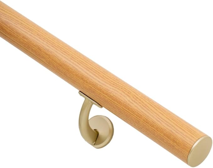 17 FT Modern Aluminum Handrail Set, handrails for Indoor Stairs,Deck,Slope, Wall Mounted Staircase handrails, Zink Alloy Brackets Included,Rust Free. (Cherry Wood Grain, 17 FT)