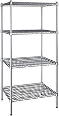 24" x 30" NSF Chrome 4-Shelf Kit with 64" Posts, Heavy Duty Storage Shelving, Wire Shelving Kit, NSF Commercial Storage Rack Unit