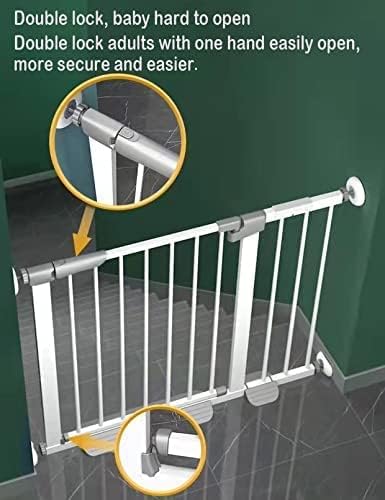 (60.5-113 in Width) Extra Long Baby Gate with Door, Large Dog Gate Indoor, Extra Wide Baby Gates for Doorways, Child Proof Gate, Kiddie Gates. White, Dog Gates for The House. Extra Tall Pet Gate.