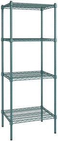 18" x 24" NSF Green Epoxy 4-Shelf Kit with 64" Posts, Heavy Duty Storage Shelving, Wire Shelving Kit, NSF Commercial Storage Rack Unit