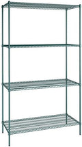 24" x 54" NSF Green Epoxy 4-Shelf Kit with 96" Posts, Heavy Duty Storage Shelving, Wire Shelving Kit, NSF Commercial Storage Rack Unit