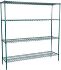 18" x 72" NSF Green Epoxy 4-Shelf Kit with 74" Posts, Heavy Duty Storage Shelving, Wire Shelving Kit, NSF Commercial Storage Rack Unit