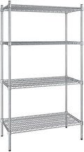 18" x 36" NSF Stainless Steel 4-Shelf Kit with 64" Posts, Heavy Duty Storage Shelving, Wire Shelving Kit, NSF Commercial Storage Rack Unit