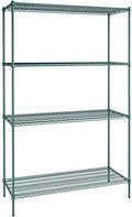 24" x 60" NSF Green Epoxy 4-Shelf Kit with 96" Posts, Heavy Duty Storage Shelving, Wire Shelving Kit, NSF Commercial Storage Rack Unit