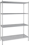 24" x 60" NSF Stainless Steel 4-Shelf Kit with 86" Posts, Heavy Duty Storage Shelving, Wire Shelving Kit, NSF Commercial Storage Rack Unit