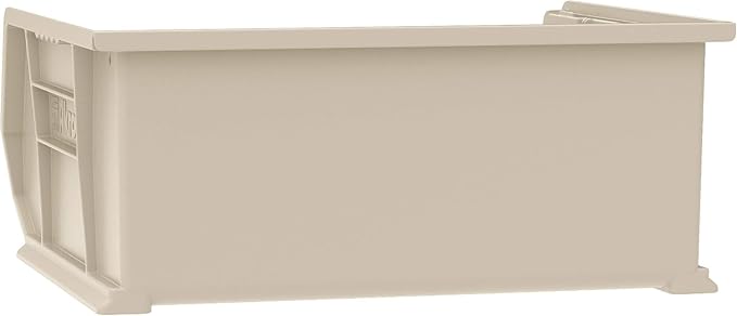 Akro-Mils 30250 AkroBins Plastic Storage Bins, Space-Saving Stackable Bins for Garage, Pantry, Craft Organization, 15" x 16" x 7", Stone, 6-Pack