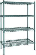 18" x 36" NSF Green Epoxy 4-Shelf Kit with 54" Posts, Heavy Duty Storage Shelving, Wire Shelving Kit, NSF Commercial Storage Rack Unit