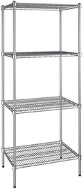 21" x 30" NSF Chrome 4-Shelf Kit with 74" Posts, Heavy Duty Storage Shelving, Wire Shelving Kit, NSF Commercial Storage Rack Unit