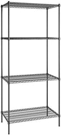 24" x 42" NSF Black Epoxy 4-Shelf Kit with 96" Posts, Heavy Duty Storage Shelving, Wire Shelving Kit, NSF Commercial Storage Rack Unit