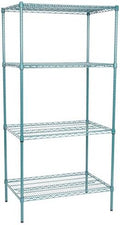 24" x 36" NSF Green Epoxy 4-Shelf Kit with 74" Posts, Heavy Duty Storage Shelving, Wire Shelving Kit, NSF Commercial Storage Rack Unit