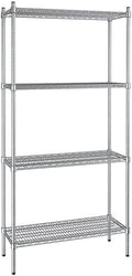 14" x 36" NSF Stainless Steel 4-Shelf Kit with 74" Posts, Heavy Duty Storage Shelving, Wire Shelving Kit, NSF Commercial Storage Rack Unit