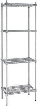 14" x 24" NSF Stainless Steel 4-Shelf Kit with 74" Posts, Heavy Duty Storage Shelving, Wire Shelving Kit, NSF Commercial Storage Rack Unit